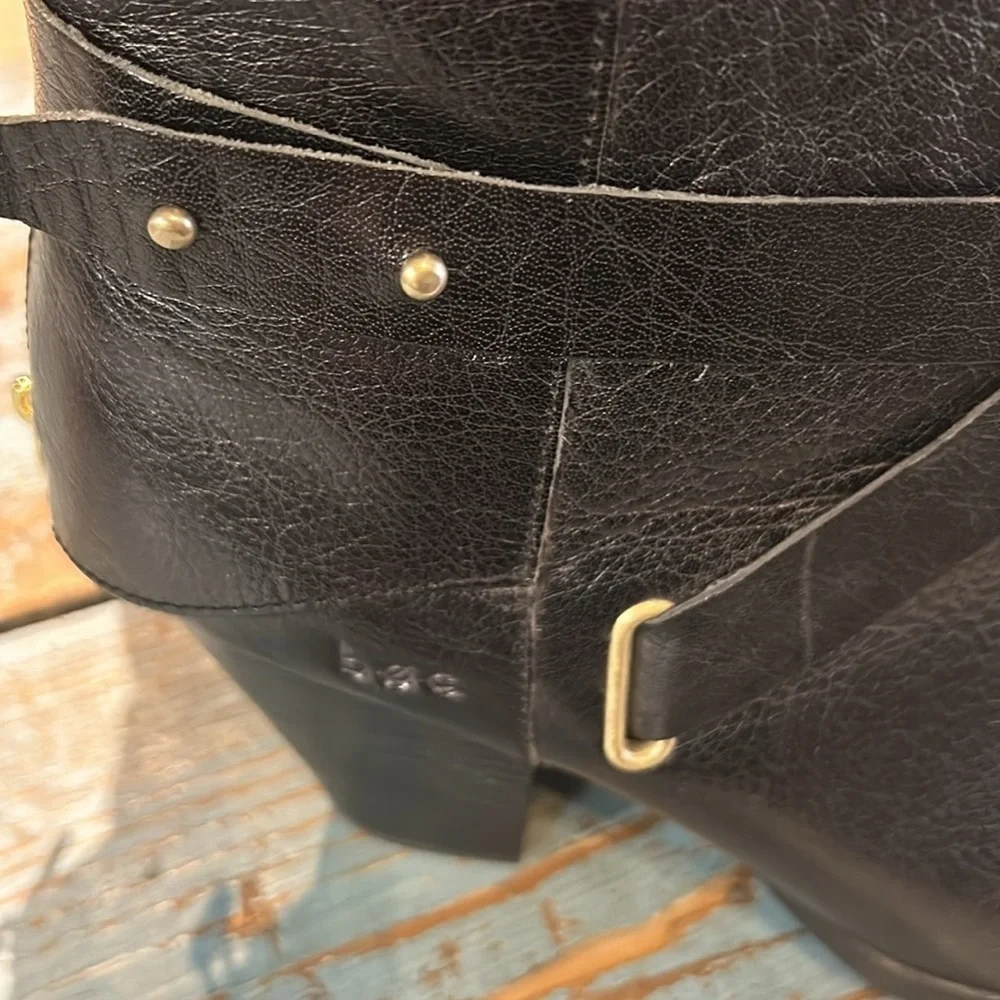 b.o.c born Black richardson double zipper ankle boot 9.5 Leather Buckle Strap - Picture 5 of 8
